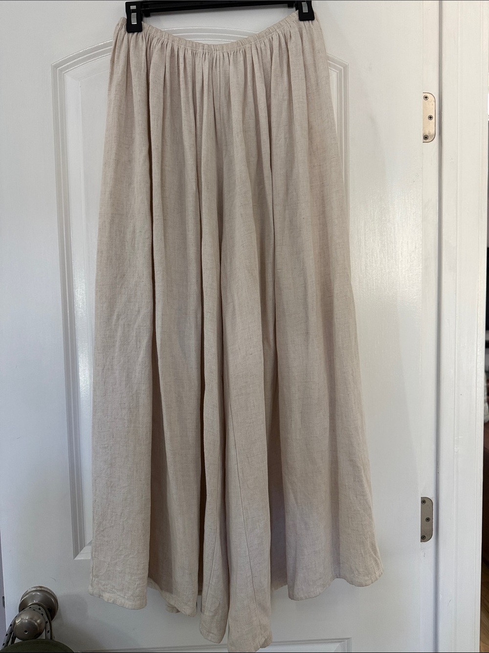 naked wardrobe Beige Linen A-Line Maxi Skirt